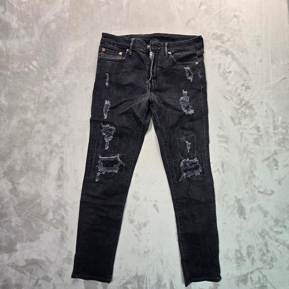 American Eagle AirFlex+ Distressed Slim Jeans Mens 30x30 Washed Black Denim